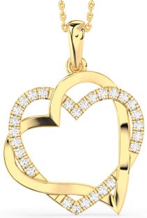 Large Diamond Gold Heart Necklace