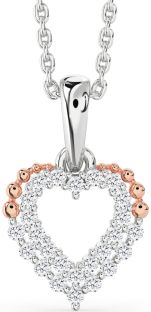 Diamond Silver & 10K Rose Gold Heart Necklace