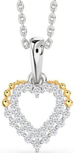 Diamond Silver & 10K gold Heart Necklace