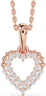 Diamond Rose Gold Silver Heart Necklace