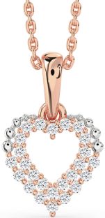 Diamond Rose Gold Silver Heart Necklace