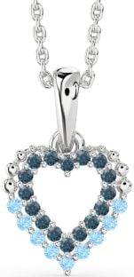 London Blue Topaz & Aquamarine Platinum Heart Necklace