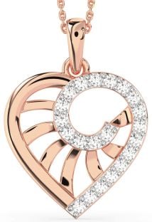 Large Diamond Rose Gold Heart Necklace
