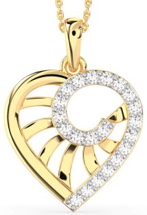 Large Diamond Gold Heart Necklace