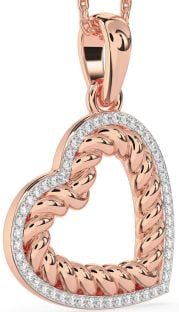 Diamond Rose Gold Heart Knot Necklace