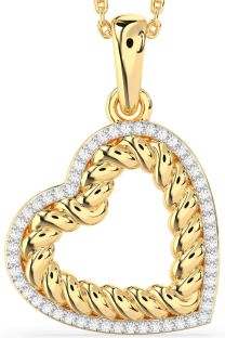 Diamond Gold Heart Knot Necklace