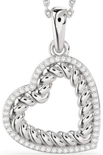 Diamond White Gold Heart Knot Necklace