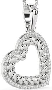 Diamond White Gold Heart Knot Necklace