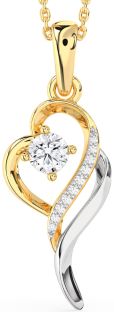 Diamond Gold Silver Heart Necklace