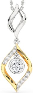 Large Diamond Silver & 10K gold Necklace
