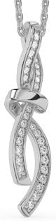 Large Diamond White Gold Infinity Bow Necklace