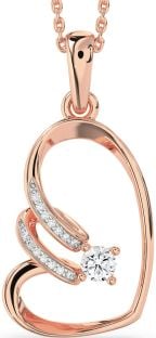 Diamond Rose Gold Silver Heart Necklace