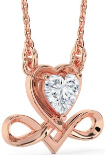 Diamond Rose Gold Heart Infinity Necklace