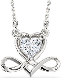 Diamond White Gold Heart Infinity Necklace