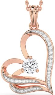 Diamond Rose Gold Silver Heart Necklace