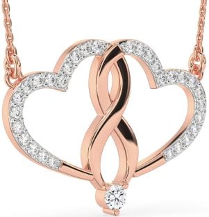 Large Diamond Rose Gold Heart Infinity Necklace