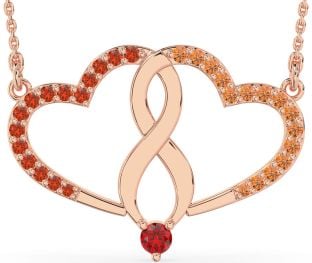 Large Rose Gold Heart Infinity Necklace