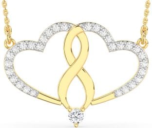 Large Diamond Gold Silver Heart Infinity Necklace