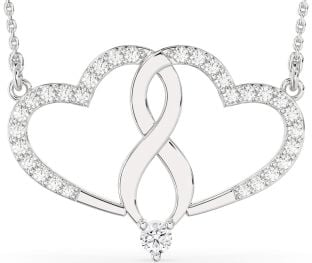 Large Diamond Silver Heart Infinity Necklace