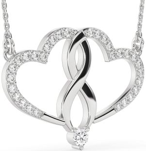 Large Diamond White Gold Heart Infinity Necklace