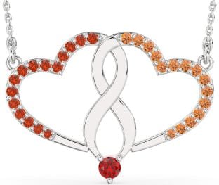 Large White Gold Heart Infinity Necklace