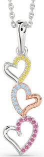 Platinum & Rose Gold Heart Necklace