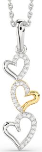 Diamond Silver & 10K gold Heart Necklace