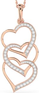 Large Diamond Rose Gold Heart Necklace