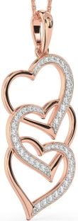 Large Diamond Rose Gold Heart Necklace