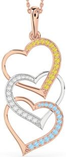 Large White Rose Gold Heart Necklace