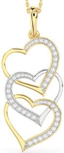 Large Diamond White Yellow Gold Heart Necklace