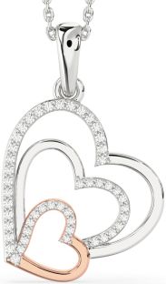 Diamond Silver & 10K Rose Gold Heart Necklace