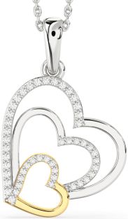 Diamond Silver & 10K gold Heart Necklace