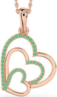Emerald Rose Gold Heart Necklace