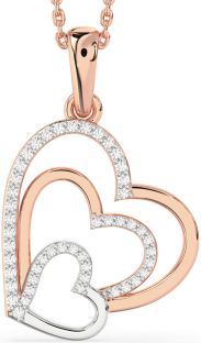 Diamond Platinum & Rose Gold Heart Necklace
