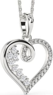 Diamond Silver Heart Necklace