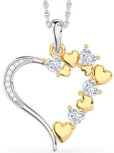 Large Diamond Platinum & Yellow Gold Heart Necklace