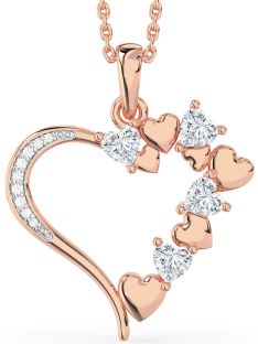Large Diamond Rose Gold Heart Necklace
