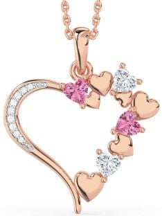 Large Diamond Rose Gold Heart Mother's Necklace