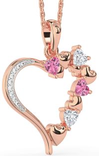 Large Diamond Rose Gold Silver Heart Mother's Necklace