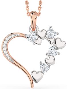 Large Diamond Platinum & Rose Gold Heart Necklace
