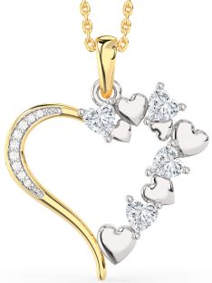 Large Diamond Platinum & Yellow Gold Heart Necklace