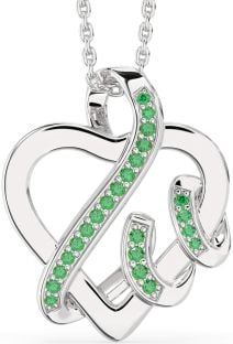 Emerald Platinum Heart Necklace