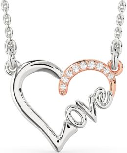 Diamond White Rose Gold Heart Necklace