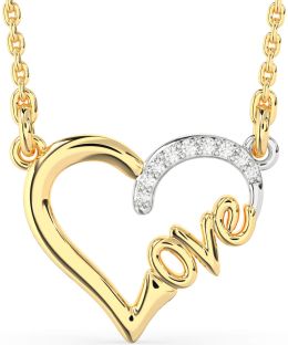 Diamond Platinum & Yellow Gold Heart Necklace