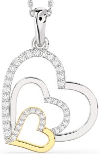 Diamond Silver & 10K gold Heart Necklace