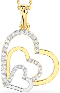 Diamond White Yellow Gold Heart Necklace