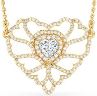 Large Diamond Gold Heart Necklace