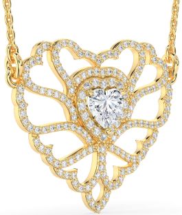 Large Diamond Gold Heart Necklace