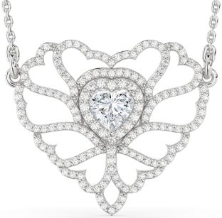 Large Diamond White Gold Heart Necklace